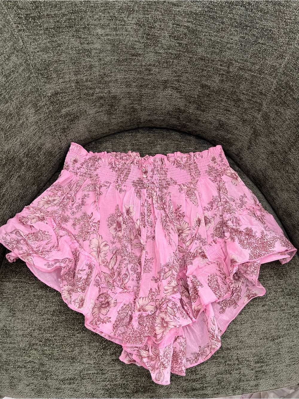 Free People Pink Floral Ruffle beach shorts small - Picture 2 of 7